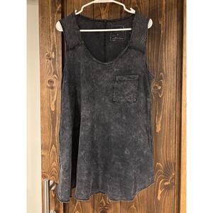 Free People Mineral Wash Black Sleeveless Tunic with Pocket